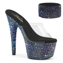 7 Inch Heel BEJEWELED-712MS Clear Black Multi Rhinestone by Pleaser