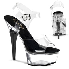 Pleaser Captiva 608 Clear Black Clear Platform Shoes