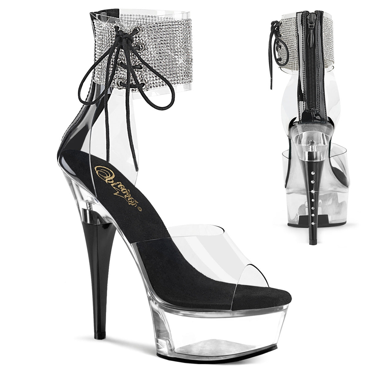 Pleaser Captiva 624Rs Clear Black Platform Shoes