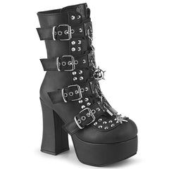 Demonia Charade 118 Black Vegan Leather Women'S Ankle Boots
