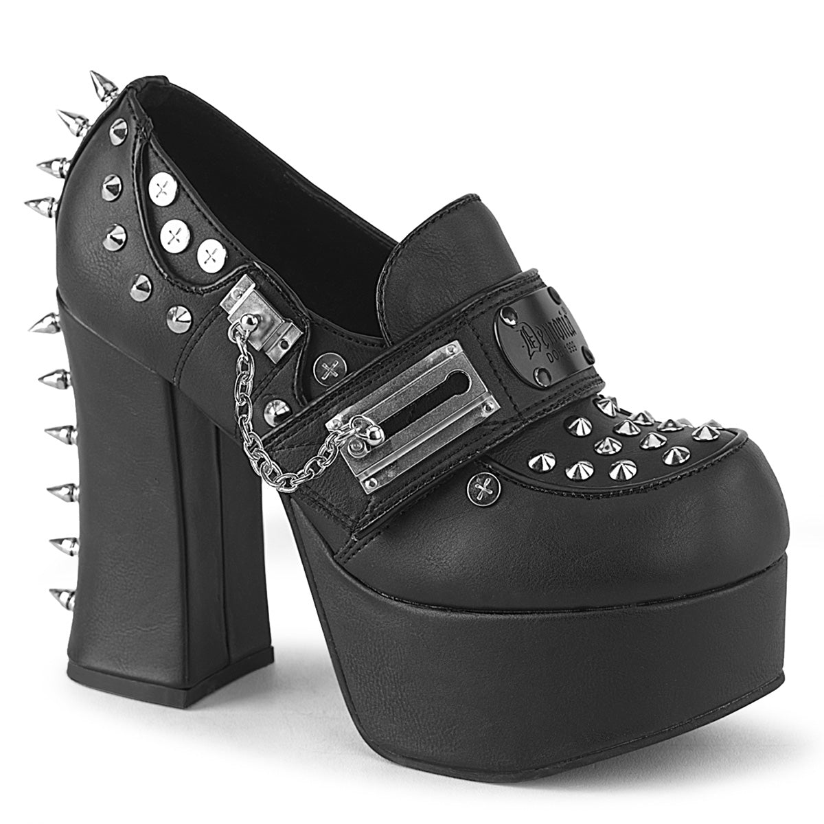 Demonia Charade 32 Black Vegan Leather Women'S Heels & Platform Shoes