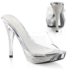 4 Inch Heel ELEGANT-401 Clear-Silver Chrome