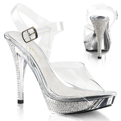 4 Inch Heel ELEGANT-408 Clear-Silver