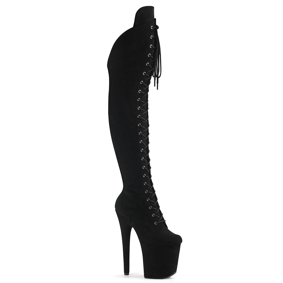 8 Inch Heel FLAMINGO-3014FS Black Faux Suede by Pleaser