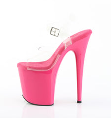 8 Inch Heel FLAMINGO-808 Clear Hot Pink