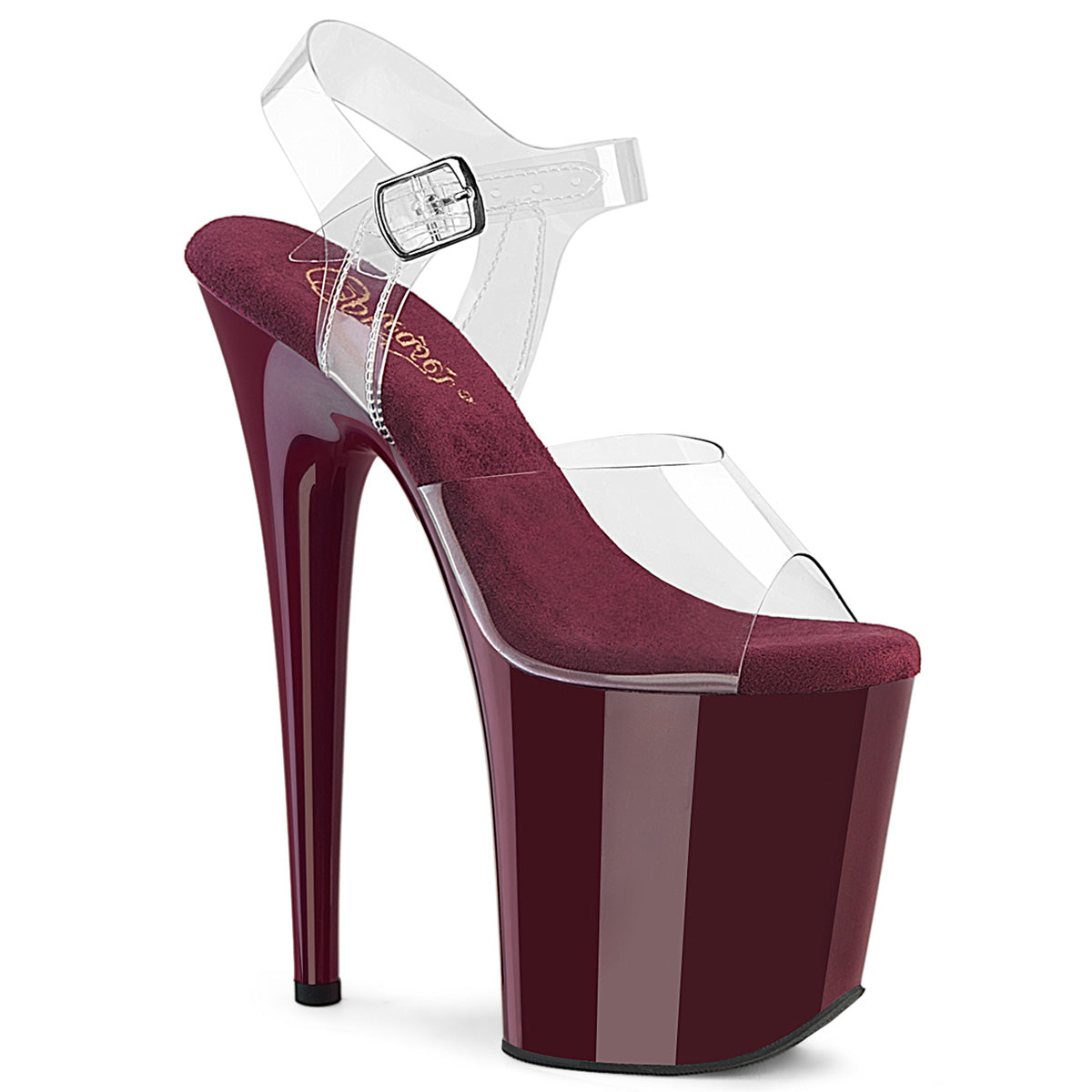 Pleaser Flamingo 808 Clear Burgundy Platform Shoes