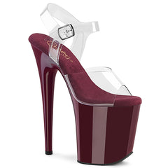 Pleaser Flamingo 808 Clear Burgundy Platform Shoes