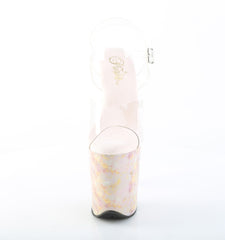 8 Inch Heel FLAMINGO-808MB Clear Blush Gold Marble