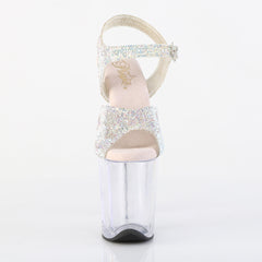 8 Inch Heel FLAMINGO-808N-RS Silver Rhinestone
