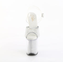 8 Inch Heel FLAMINGO-808PREM-RSNT Silver Rhinestone