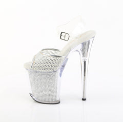 8 Inch Heel FLAMINGO-808PREM-RSNT Silver Rhinestone
