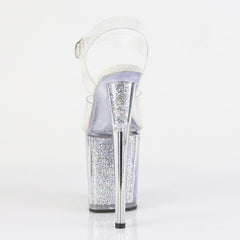 8 Inch Heel FLAMINGO-808RSI Clear Silver Rhinestone