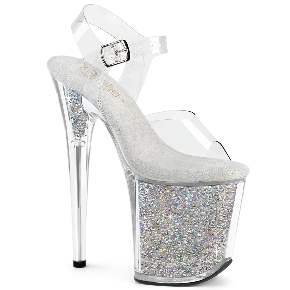 Pleaser Flamingo 808Rsi Clear Silver Rhinestone Platform Shoes