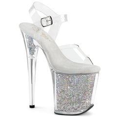 Pleaser Flamingo 808Rsi Clear Silver Rhinestone Platform Shoes