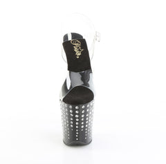 8 Inch Heel FLAMINGO-808TDRS Clear Black Silver Rhinestone