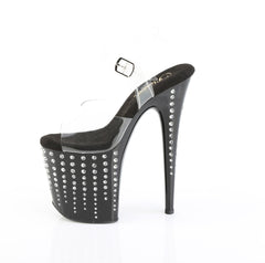8 Inch Heel FLAMINGO-808TDRS Clear Black Silver Rhinestone