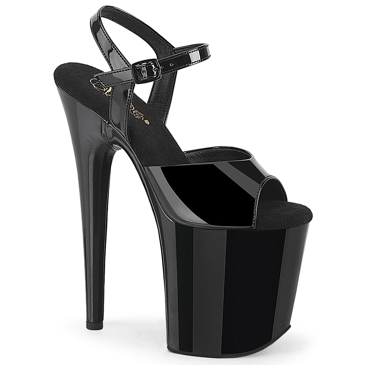 8 Inch Heel FLAMINGO-809WR Black Patent by Pleaser