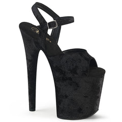 8 Inch Heel FLAMINGO-809WR Black Shimmering Fabric by Pleaser