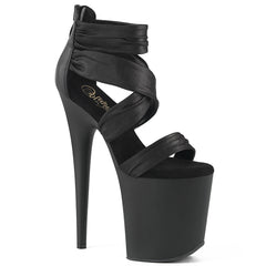 8 Inch Heel FLAMINGO-820 Black Faux Leather Fabric by Pleaser