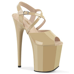 8 Inch Heel FLAMINGO-824 Cream Patent by Pleaser