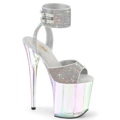 8 Inch Heel FLAMINGO-891HTRS Silver AB Rhinestone Holographic by Pleaser