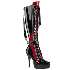 Devious Indulge 2028 Black Red Patent Platforms