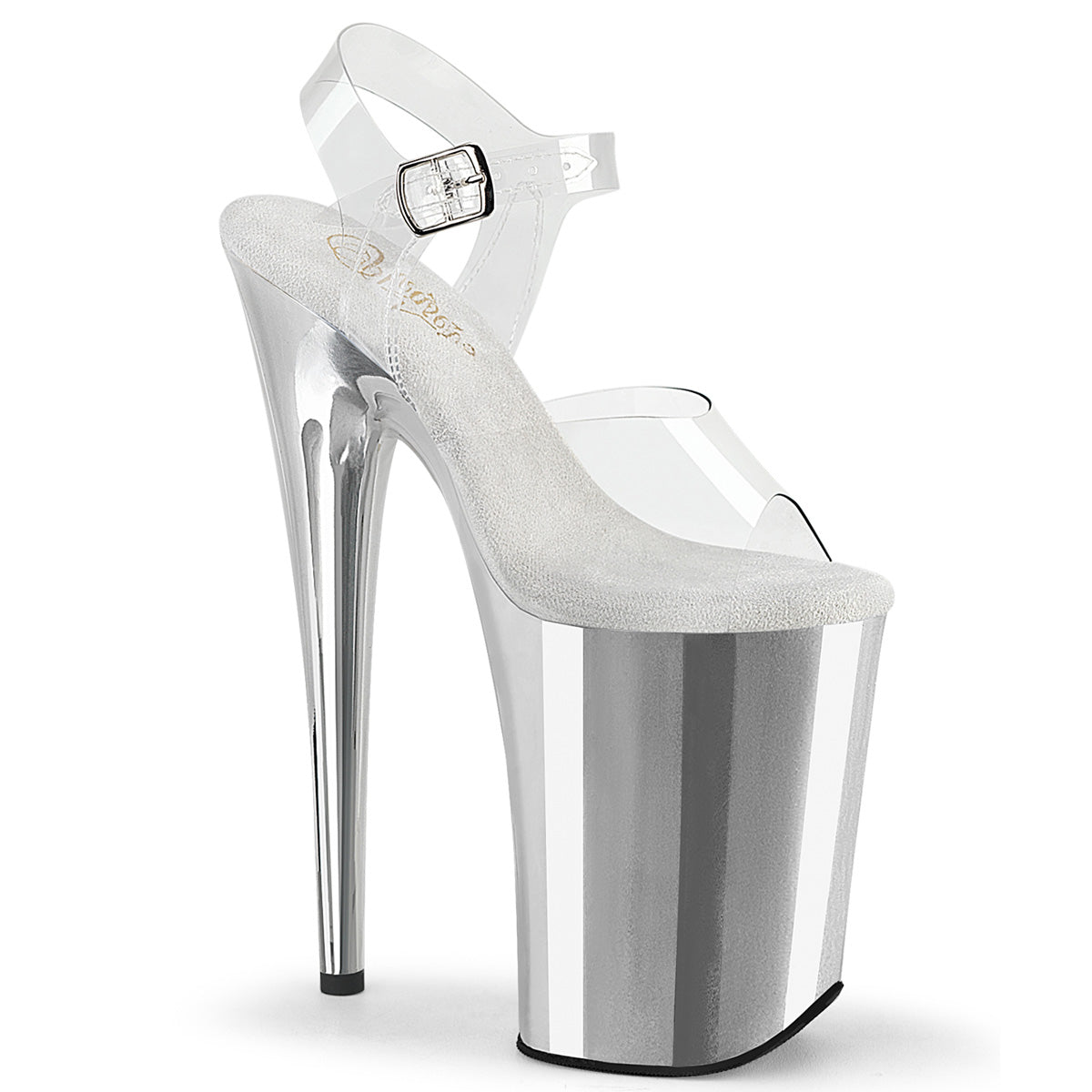 9 Inch Heel INFINITY-908 Clear Silver Chrome by Pleaser