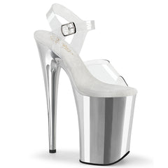 9 Inch Heel INFINITY-908 Clear Silver Chrome by Pleaser