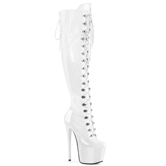 Pleaser Jubilant 3012 White Stretch Patent Platform Shoes