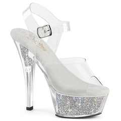 Pleaser Kiss 208Rsi Clear Silver Rhinestone Platform Shoes