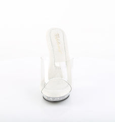5 Inch Heel LIP-101CAS Clear Silver Rhinestone