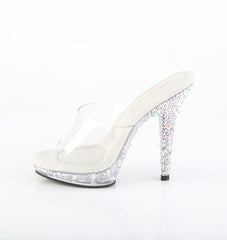 5 Inch Heel LIP-101CAS Clear Silver Rhinestone