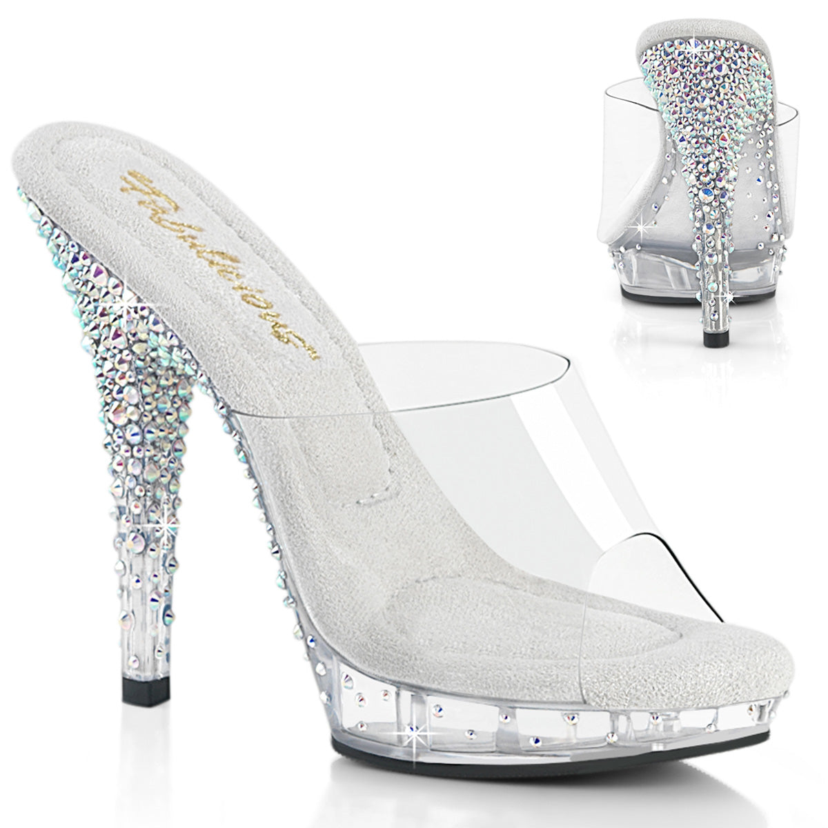 Fabulicious Lip 101Cas Clear Silver Rhinestone Shoes