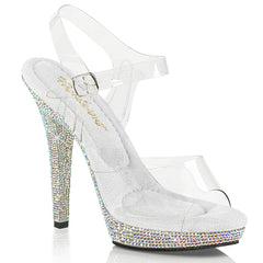 5 Inch Heel LIP-108DM Clear Rhinestones