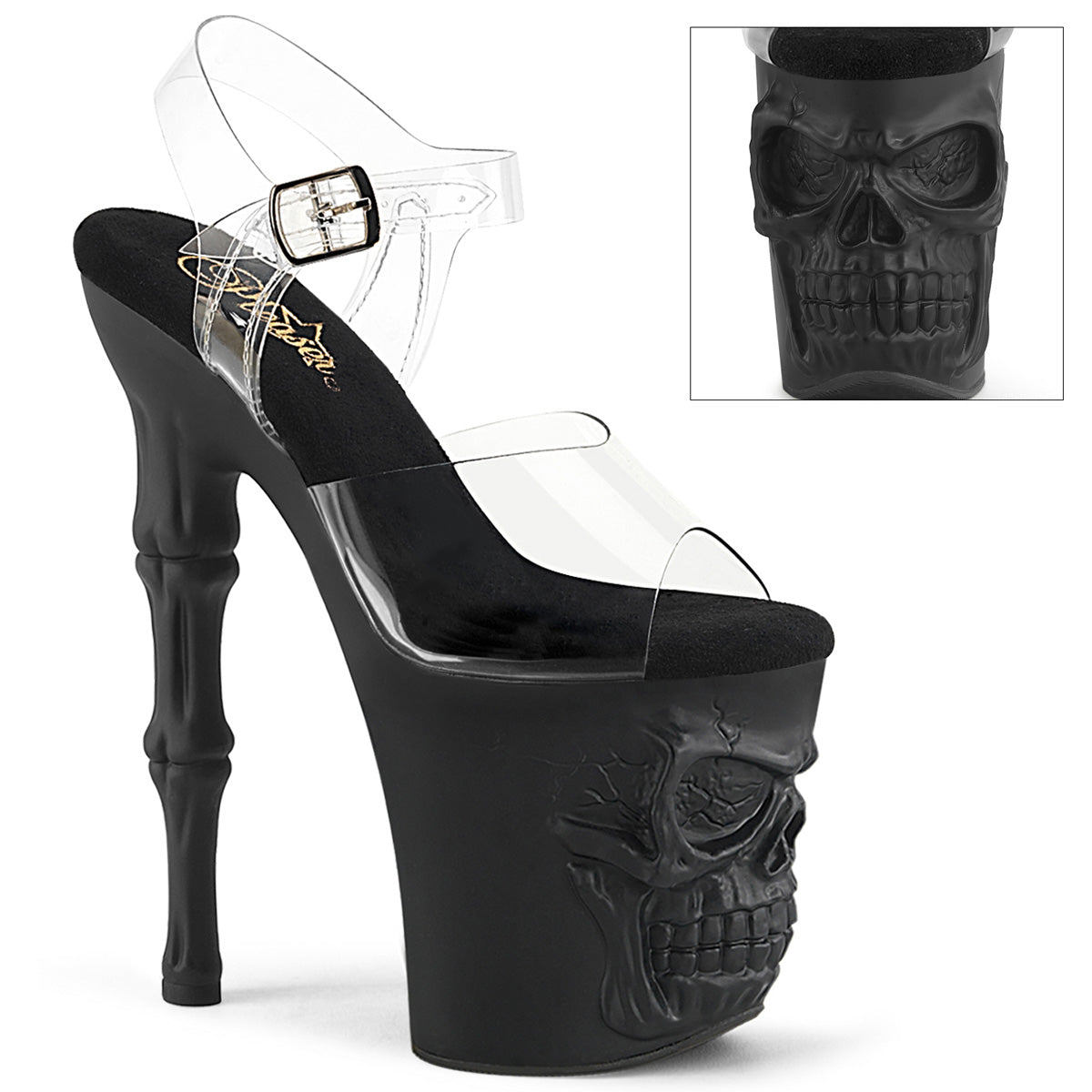 Pleaser Rapture 808 Clear Black Platform Shoes