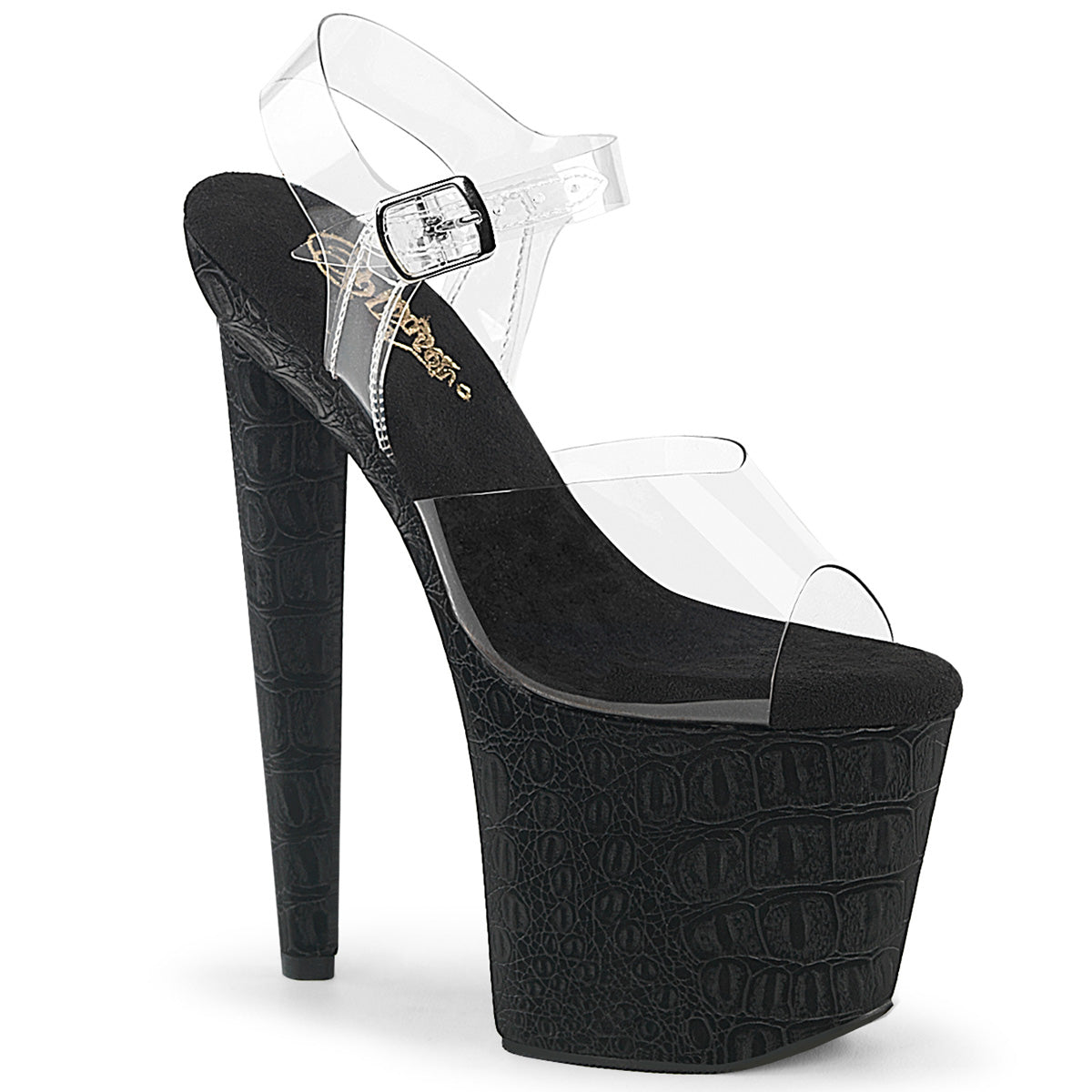 Pleaser Razzle 808Wr Clear Black Reptile Print Platform Shoes