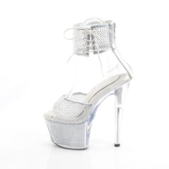 7 Inch Heel SKY-324PREM-RSNT Silver Rhinestone