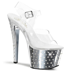 7 Inch Heel STARDUST-708 Clear-Silver Chrome