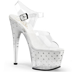 7 Inch Heel STARDUST-708T Clear Silver