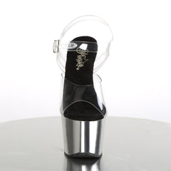 7 Inch Heel ADORE-708 Clear Chrome Silver