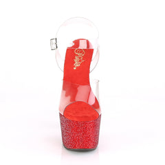 7 Inch Heel BEJEWELED-708DM Red Rhinestones