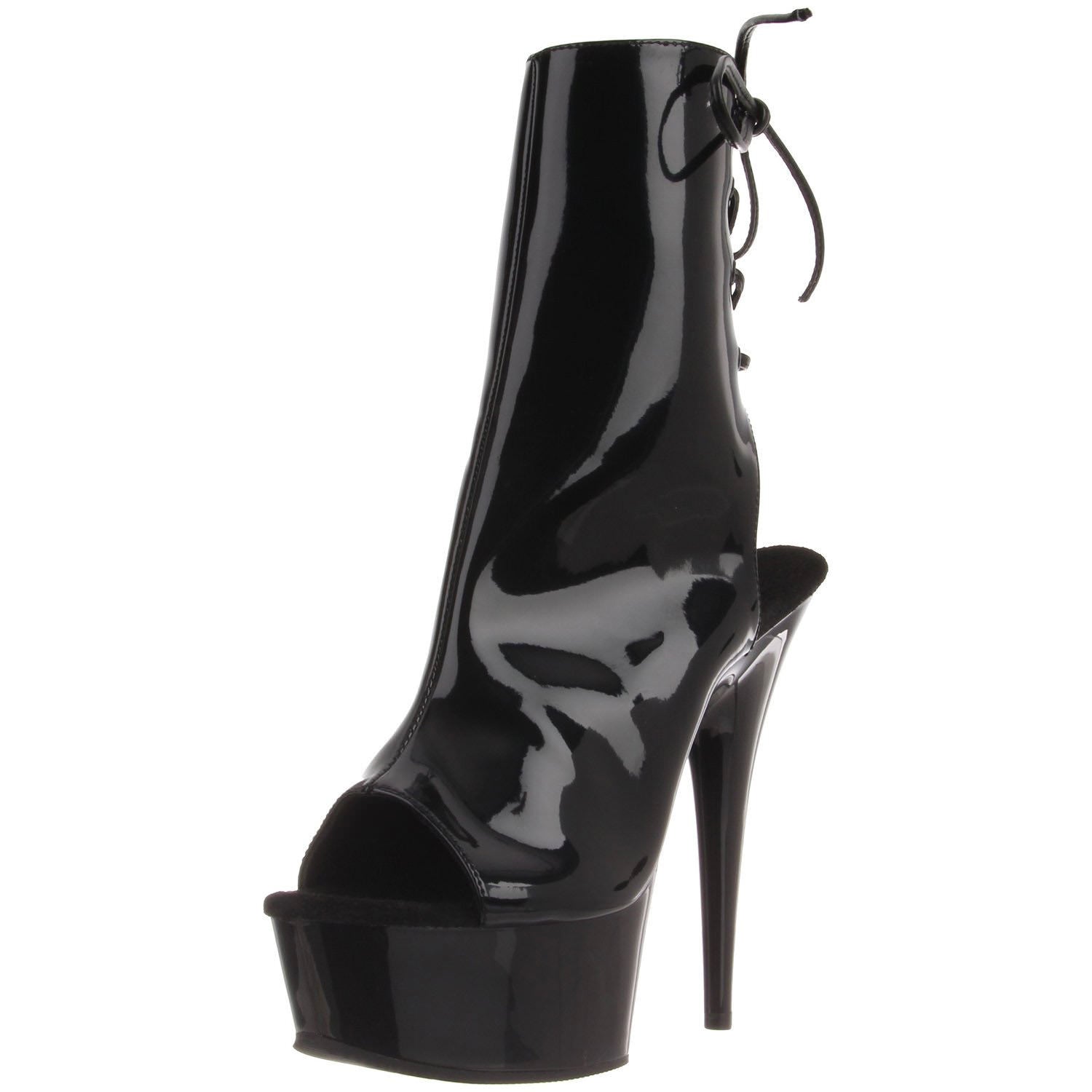 PLEASER DELIGHT-1018 Black Pat Ankle Boots - Shoecup.com - 1