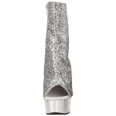PLEASER DELIGHT-1018G Silver Glitter-Silver Chrome Ankle Boots - Shoecup.com - 2