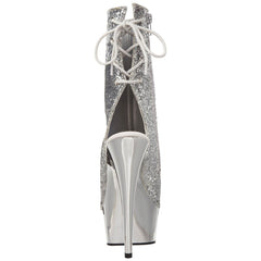 PLEASER DELIGHT-1018G Silver Glitter-Silver Chrome Ankle Boots - Shoecup.com - 3