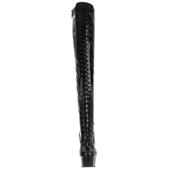 PLEASER DELIGHT-3023 Black Stretch Pat-Black Thigh High Boots - Shoecup.com - 2