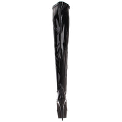PLEASER DELIGHT-3023 Black Stretch Pat-Black Thigh High Boots - Shoecup.com - 3