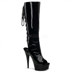 PLEASER DELIGHT-2018 Black Pat Knee High Boots - Shoecup.com