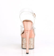 7 Inch Heel ESTEEM-708CHLG Clear Rose Gold Glitter