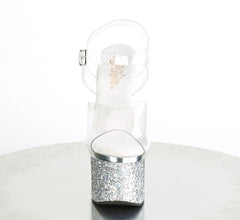 7 Inch Heel ESTEEM-708CHLG Clear Silver Glitter