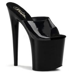PLEASER FLAMINGO-801 Black Pat Platform Slides - Shoecup.com